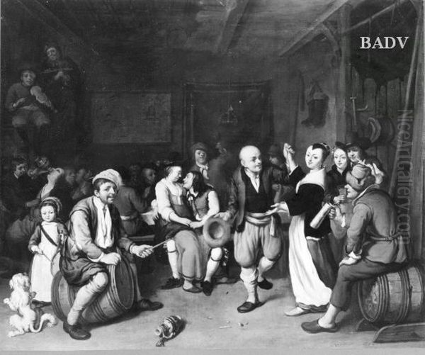 Bauerntanz in einer Schenke Oil Painting by Cornelis De Man