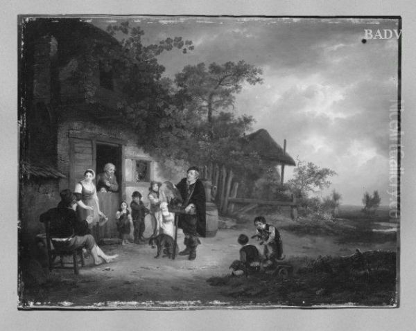singing bagger Oil Painting by Petrus Johannes van Regemorter