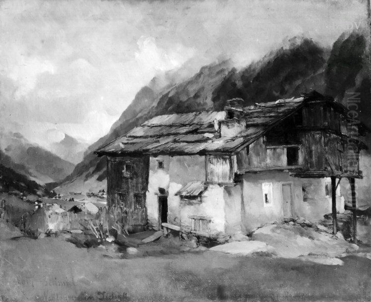 Jagdhutte im Paznauntal Oil Painting by Matthias Schmid