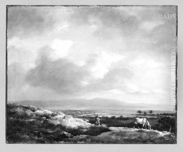 Landschaft, im Vordergrund ein Schimmel Oil Painting by Jan Vermeer van Haarlem