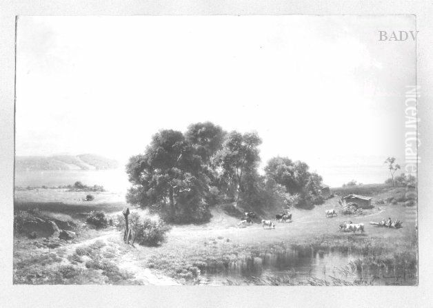 lake of Starnberg, towards south Oil Painting by Fritz Bamberger