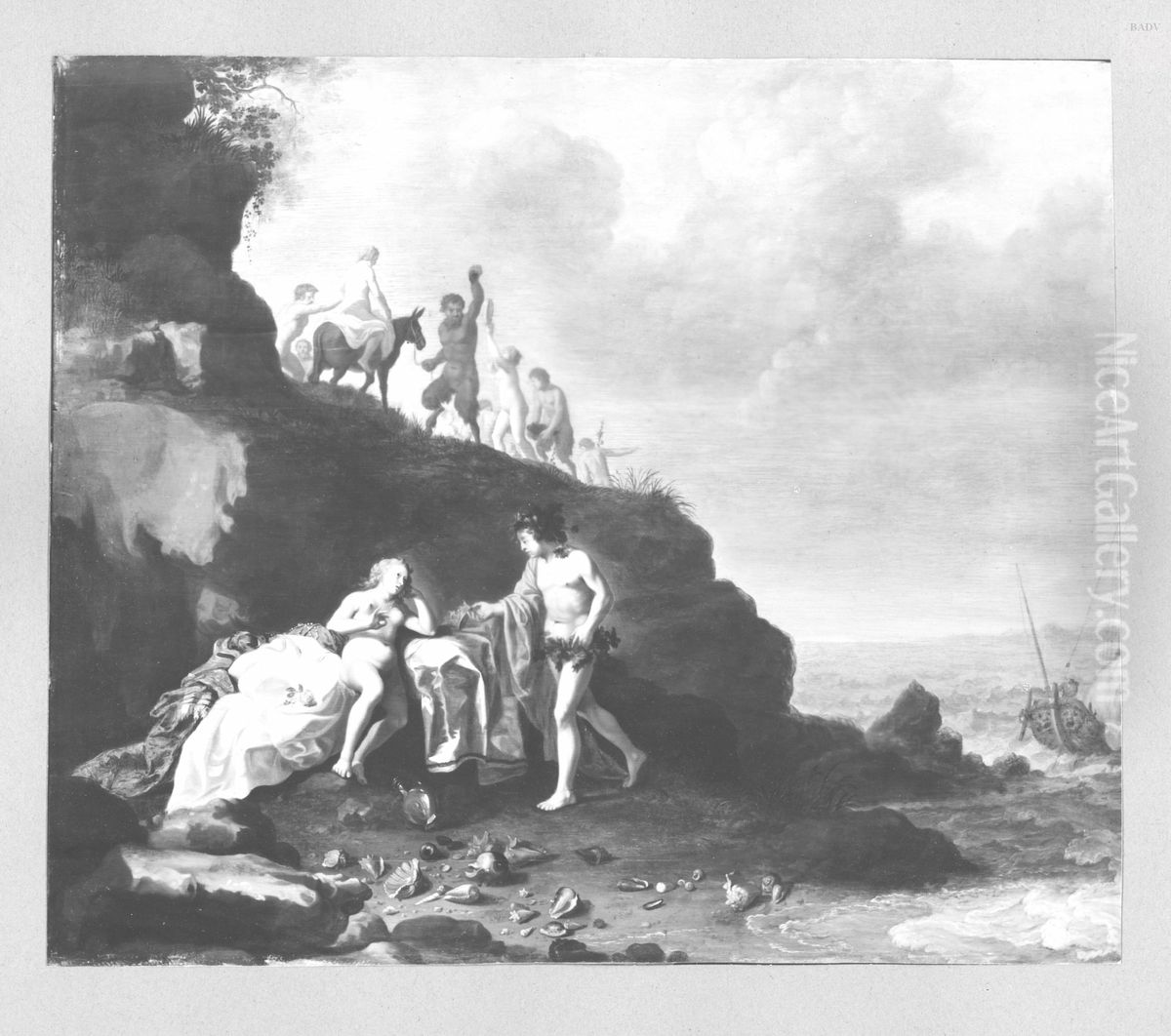 Bacchus and Ariadne at the sea Oil Painting by Cornelius van Poelenburgh