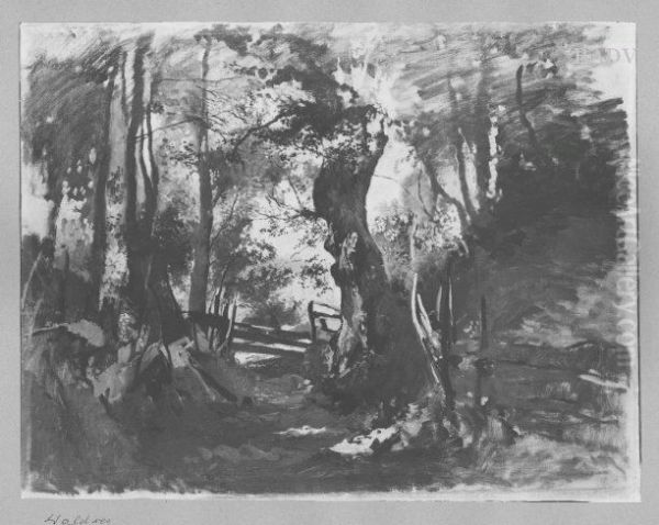 Laubwaldweg, unvollendet Oil Painting by Joseph Wenglein