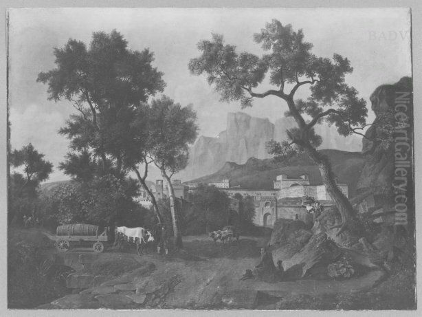 Italian scenery with figures Oil Painting by Jan Hackaert