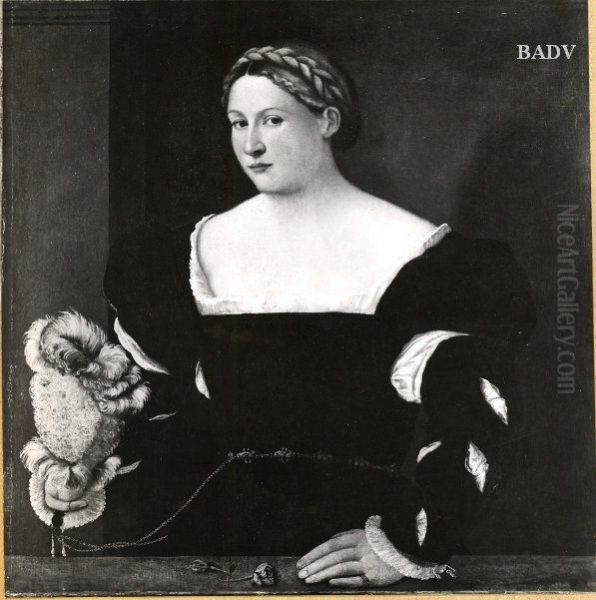 Bildnis einer jungen Frau mit Federfacher Oil Painting by Bernardino Licinio