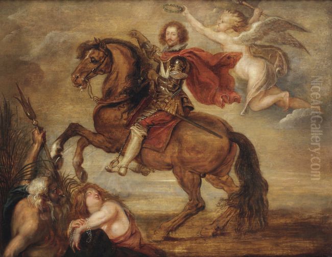 Equestrian portait of George Villiers, Duke of Buckingham (1592-1628) Oil Painting by (studio of) Rubens, Peter Paul