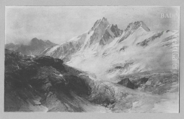 Ansicht des Grossglockners mit der Pasterze Oil Painting by Edward Theodore Compton