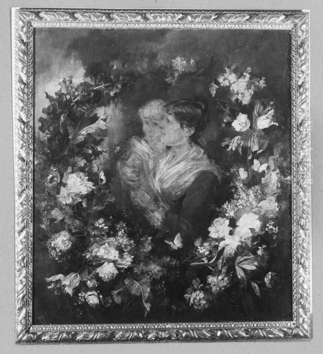 Entwurf fur ein Doppelbildnis von Lenbachs Gattin und Tochter Oil Painting by Lenbach Franz Von