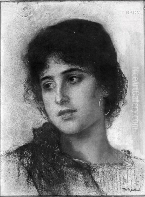 Italienerin (Kopf) Oil Painting by Friedrich August von Kaulbach