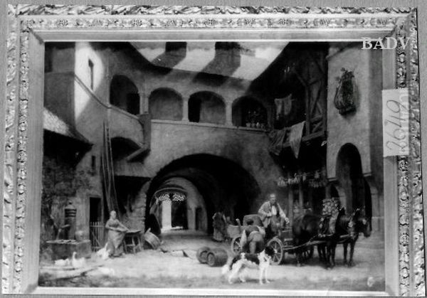 Alter Hof in Friesach Oil Painting by Alois Schonn