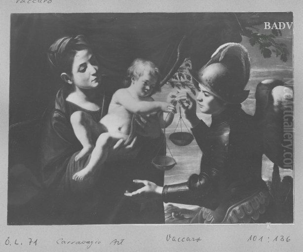 Madonna mit Kind und Erzengel Michael Oil Painting by Andrea Vaccaro