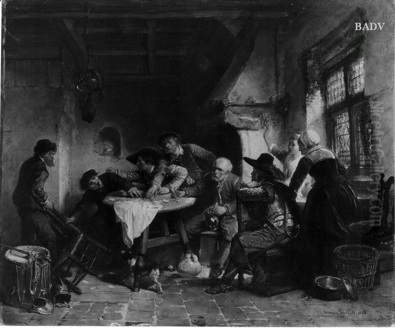Wirtshausszene, Streit beim Kartenspiel Oil Painting by Johannes Marius ten Kate
