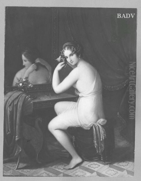 Venus bei der Toilette, weiblicher Akt vor dem Spiegel Oil Painting by Natale Schiavoni