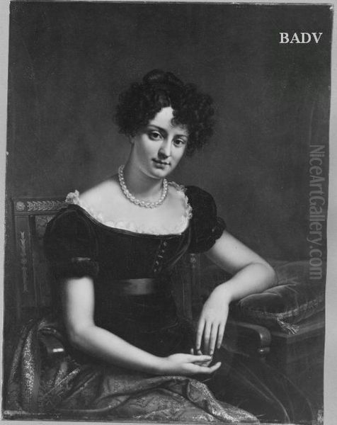 Bildnis einer Dame mit dunkelblauem Samtkleid Oil Painting by Carl Joseph Begas