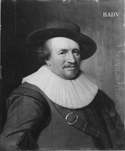 Brustbild eines Mannes mit Hut und Radkragen Oil Painting by Jan Van Ravesteyn