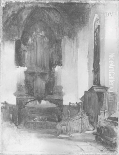 Interior of church in Alkmaar - organ Oil Painting by Johannes Bosboom