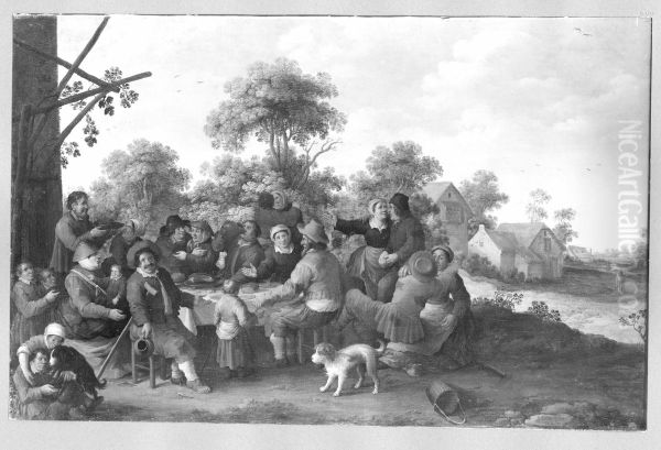 Bauernmahlzeit im Freien Oil Painting by Joost Cornelisz Droochsloot