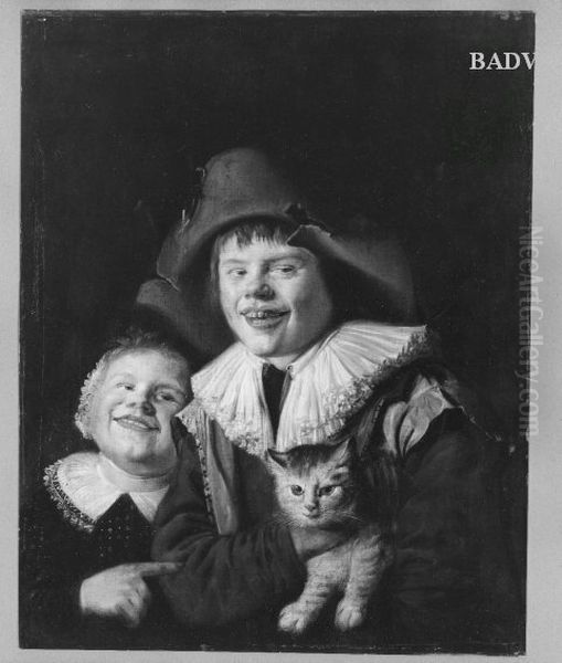 boys with chat Oil Painting by Jan Miense Molenaer