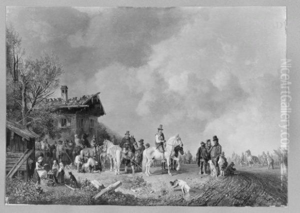horse market Oil Painting by Heinrich Burkel