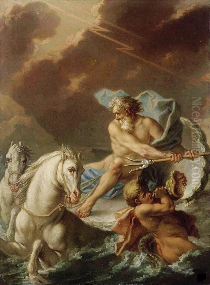 Neptune Oil Painting by Etienne Jeaurat