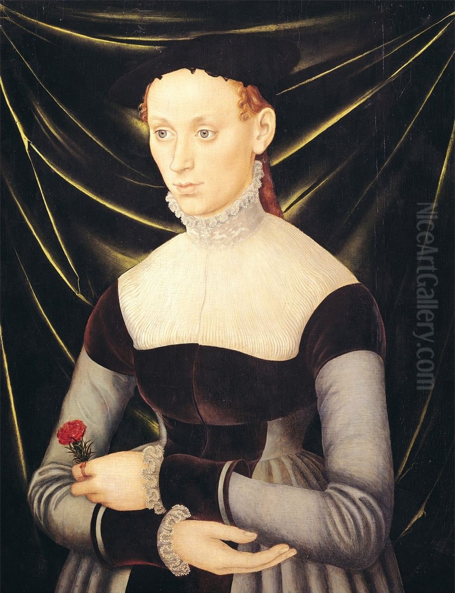 Femme a l'oeillet rouge Oil Painting by Lucas Cranach the Elder