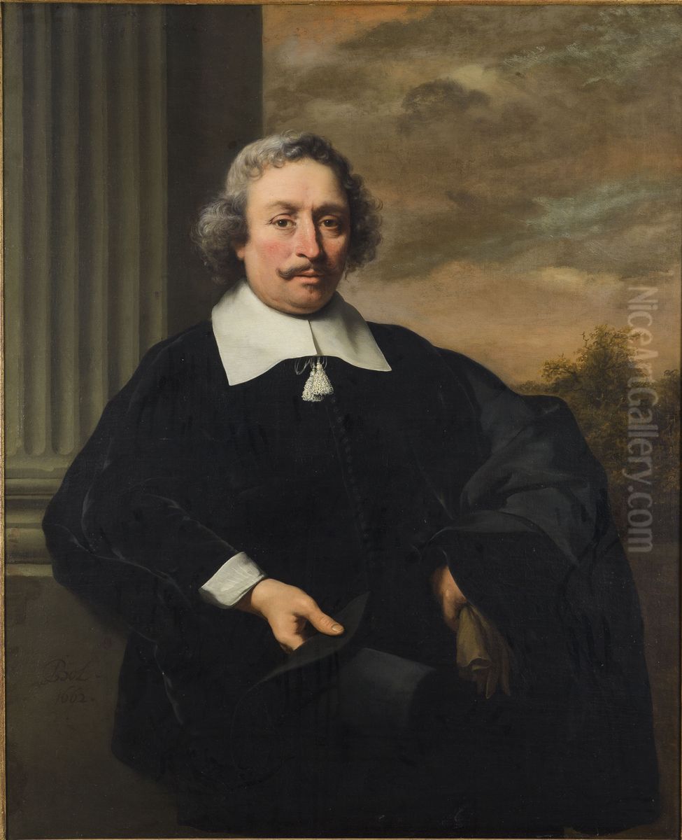 Portrait of a man holding a hat Oil Painting by Ferdinand Bol
