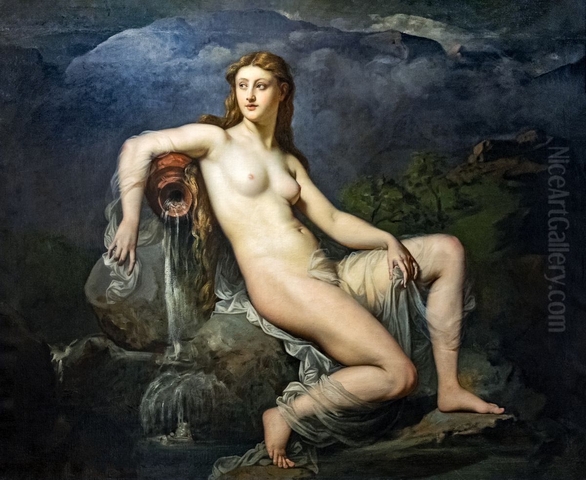 The Source or the waterFrancais:La Source ou L'EauItaliano:La fonte o l'acqua Oil Painting by Henri Lehmann