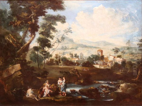 Rest on the bank of a brook Oil Painting by Francesco Zuccarelli