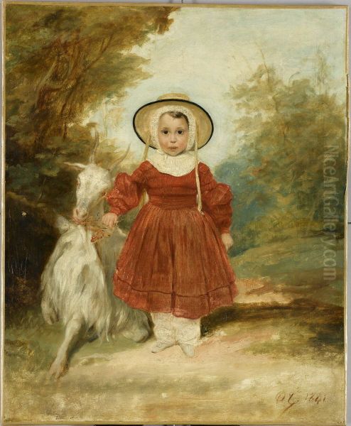 Portrait of A. Bes fils, child Oil Painting by Octave Tassaert