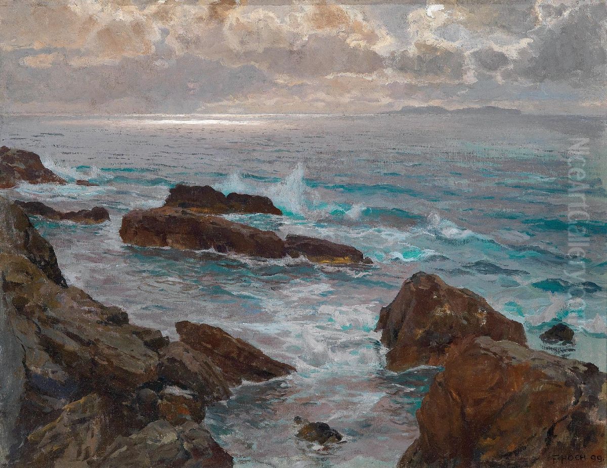Rocky Coastline Oil Painting by Franz Xaver Hoch