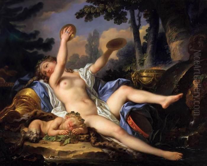 Bacchante Playing The Cymbals Oil Painting by Jean-Simon Berthelemy