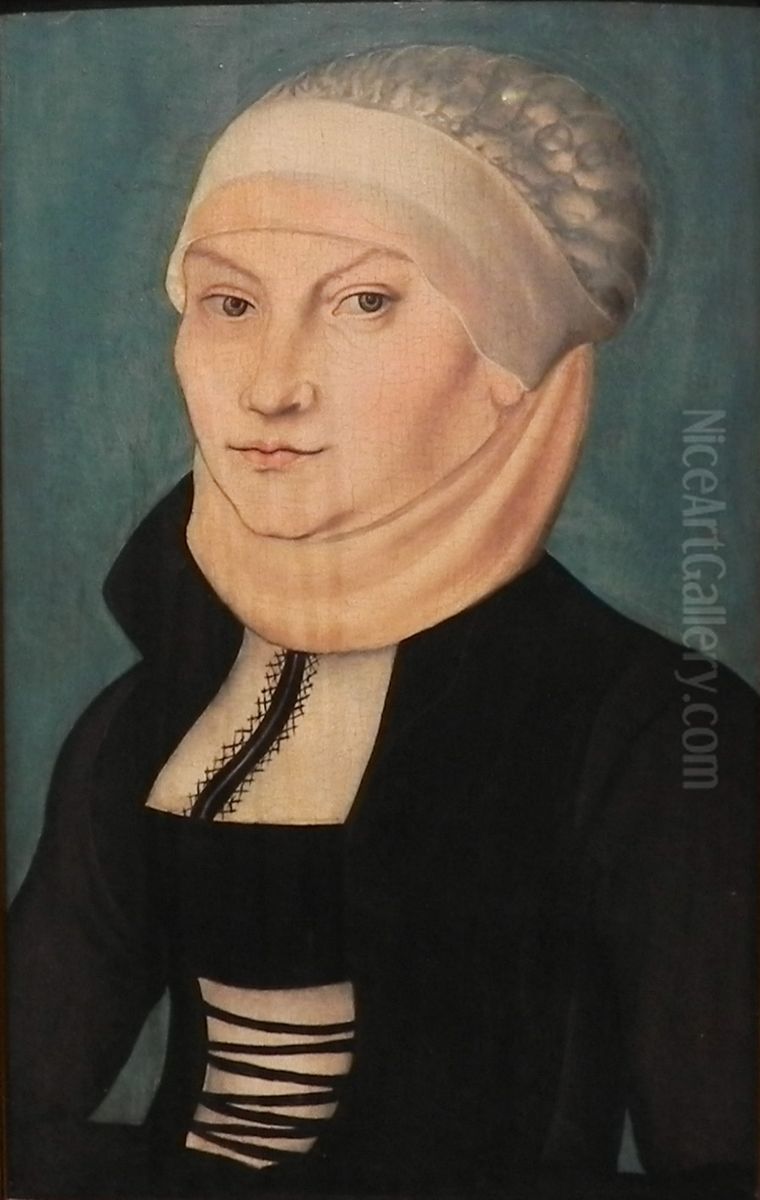 Katharina of Bora, bust-length, facing left Oil Painting by Lucas Cranach the Elder