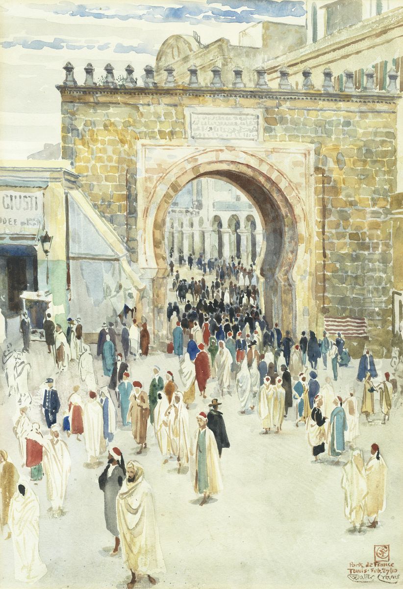 Porte de France Tunis Oil Painting by Walter Crane