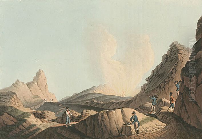 Crater in the island of Stromboli Oil Painting by Luigi Mayer