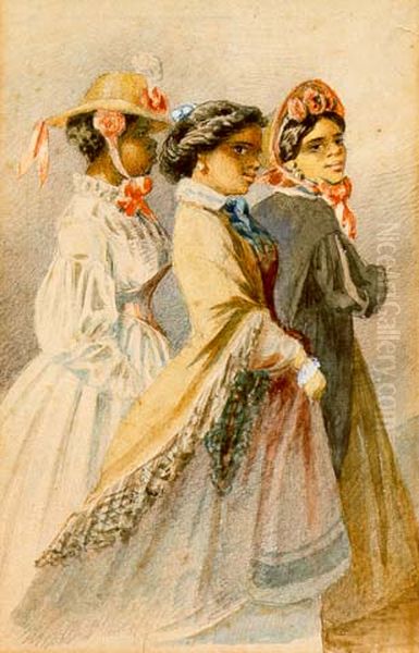 Creole women of color taking the air Oil Painting by Edouard Marquis