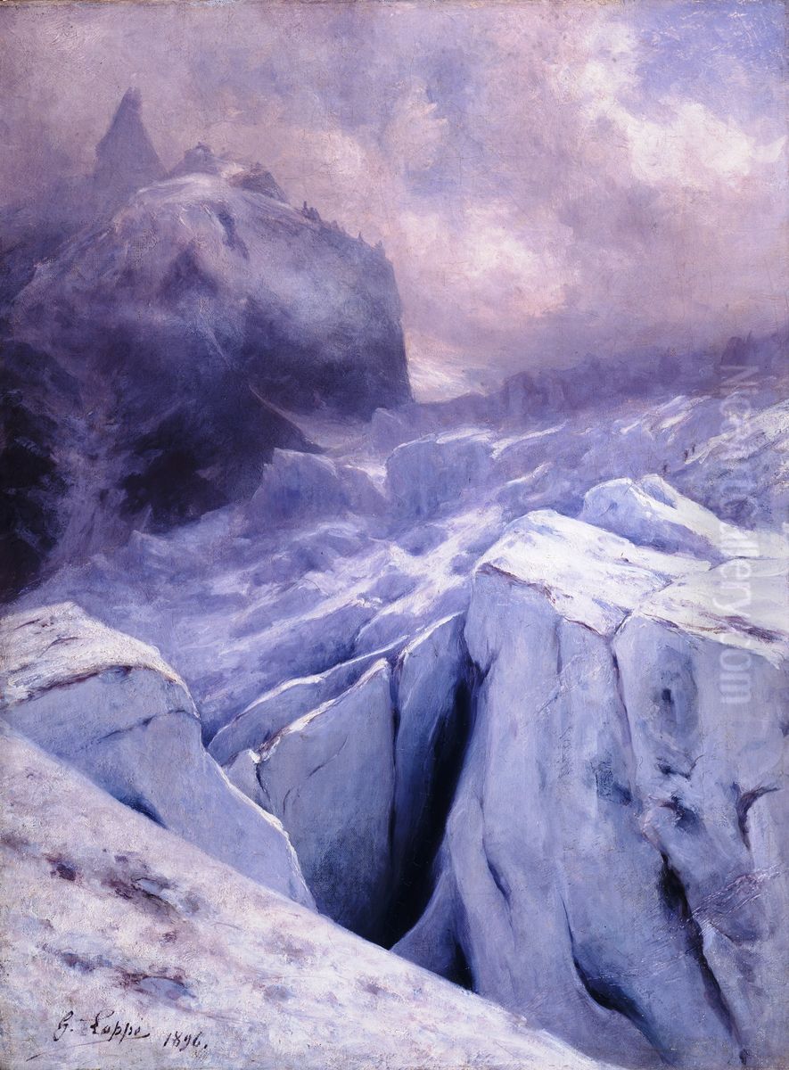 Crevasses aux glacier des Geants Oil Painting by Gabriel Loppe