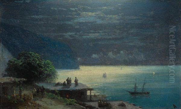 Crimean Coast by Moonlight Oil Painting by Ivan Aivazovsky