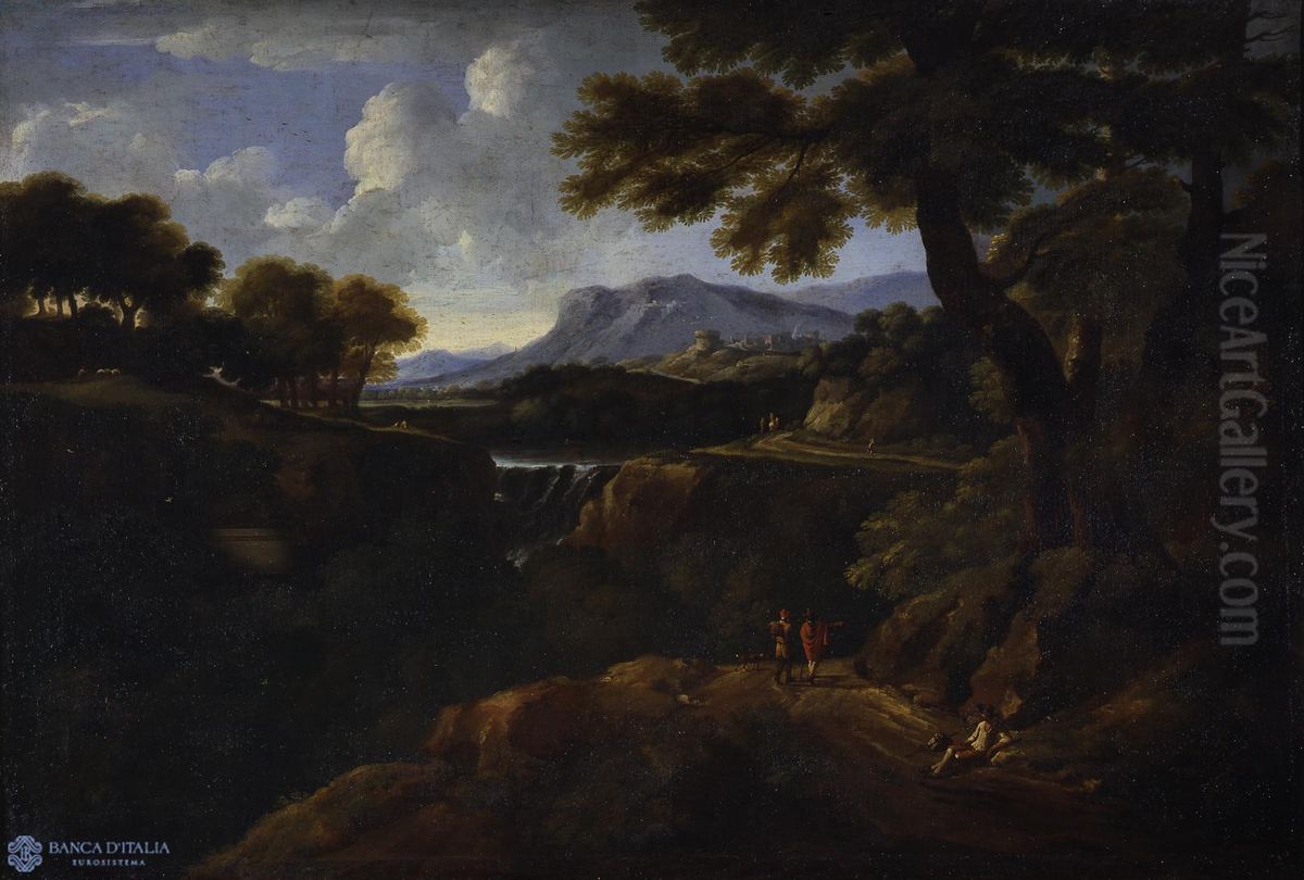 Landscape of the Roman countryside Oil Painting by Crescenzio Onofri