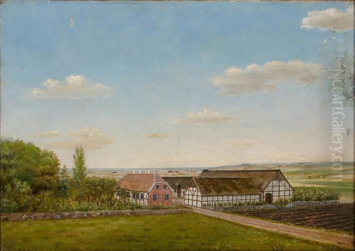Farm landscape from Jutland, Denmark. Oil Painting by Niels Gronbek Rademacher