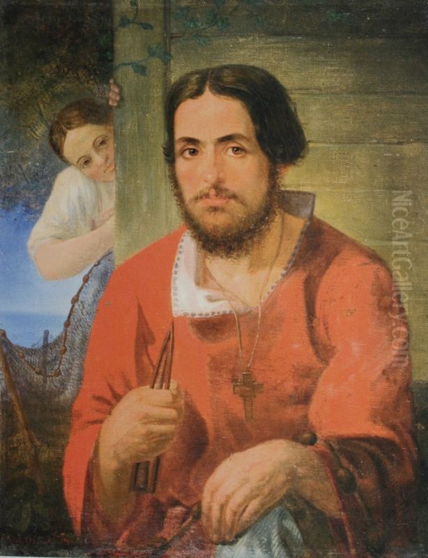 <<Rybak>> Oil Painting by Pyotr Zakharov-Chechenets