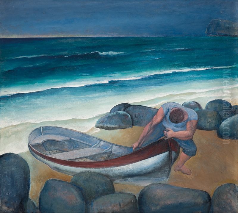 Fisherman Oil Painting by Jiri Kovarik