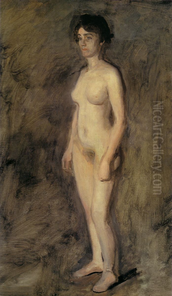 Nude Woman Standing Oil Painting by Thomas Cowperthwait Eakins