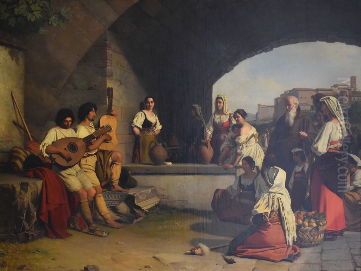 Lute players Oil Painting by Guillaume Bodinier