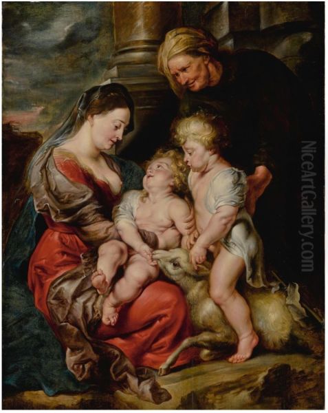 The Virgin and Christ Child with Saints Elizabeth and John the Baptist Oil Painting by Peter Paul Rubens