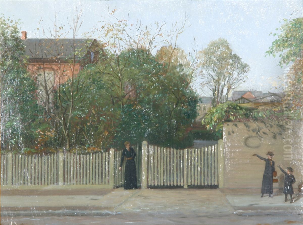 Waving goodbye. Oil Painting by Axel Helsted