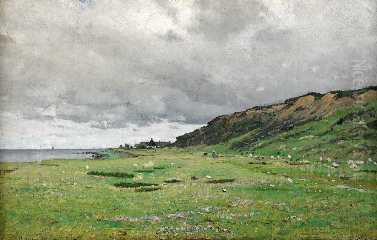 Coastal Landscape, Normandie Oil Painting by Axel Lindman