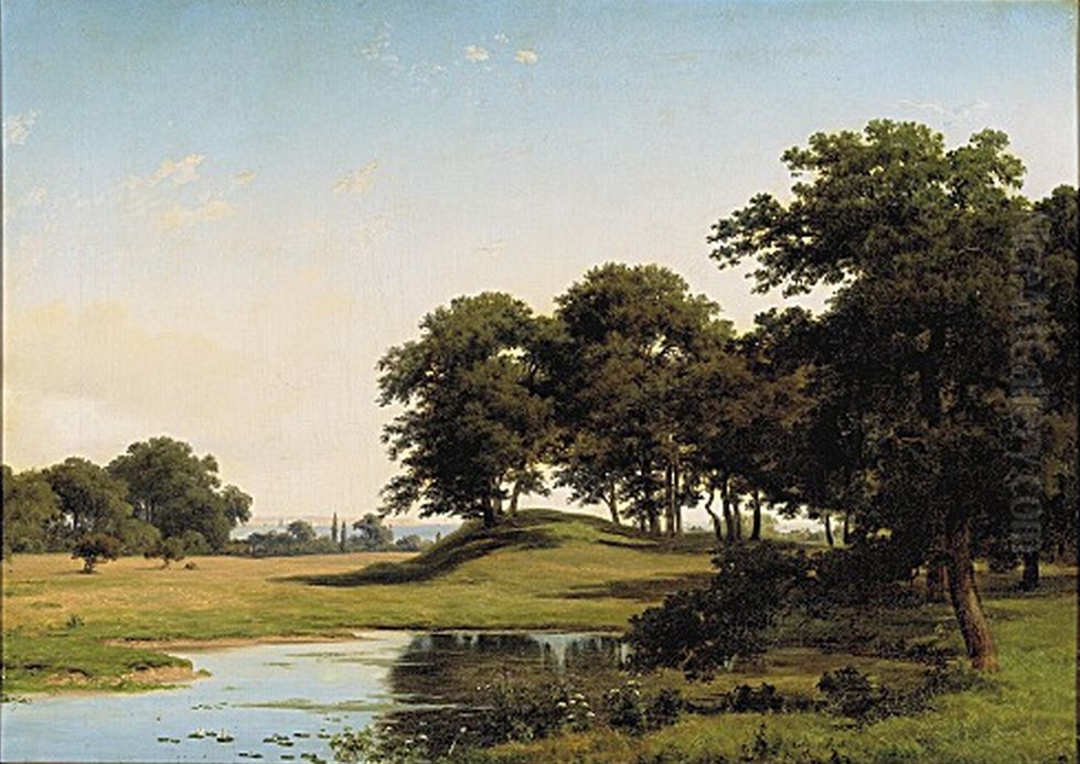 Summer in Dyrehaven, North of Copenhagen. Oil Painting by Axel Schovelin