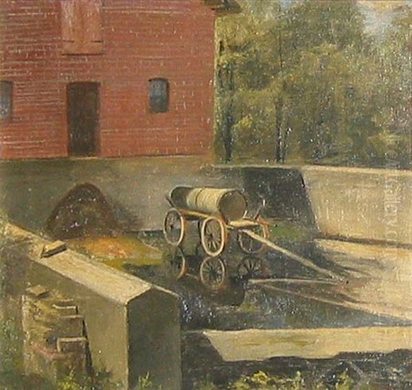 Exterior with manure. Oil Painting by Axel Soeborg