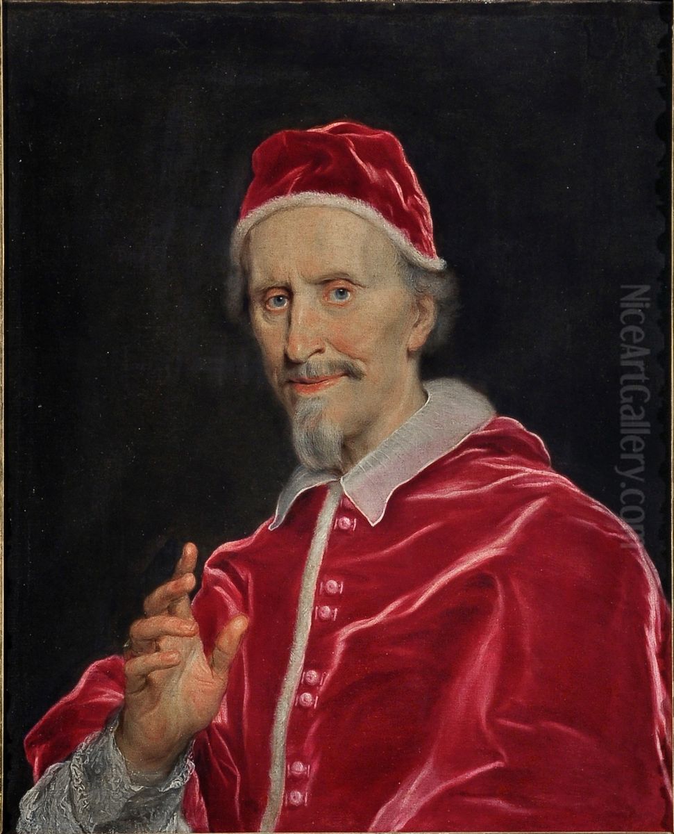 Portrait of Clement IX blessing Oil Painting by Giovanni Battista Gaulli