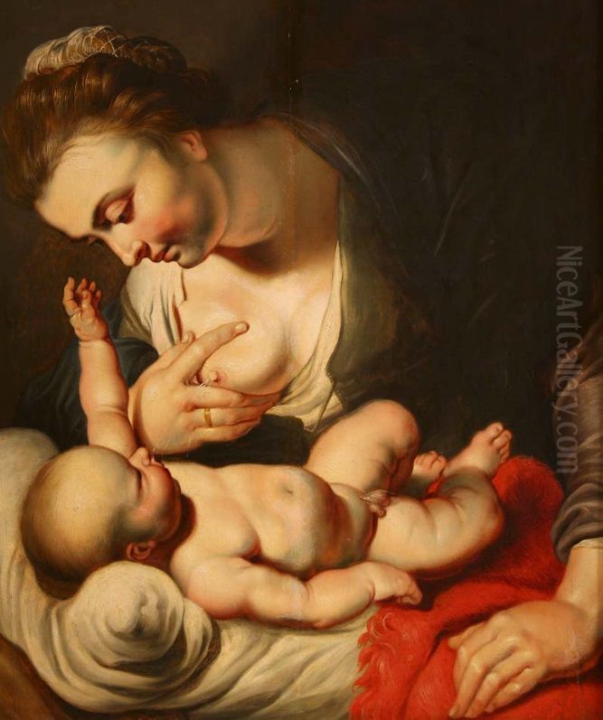 The Virgin Nursing the Christ Child Oil Painting by (studio of) Rubens, Peter Paul